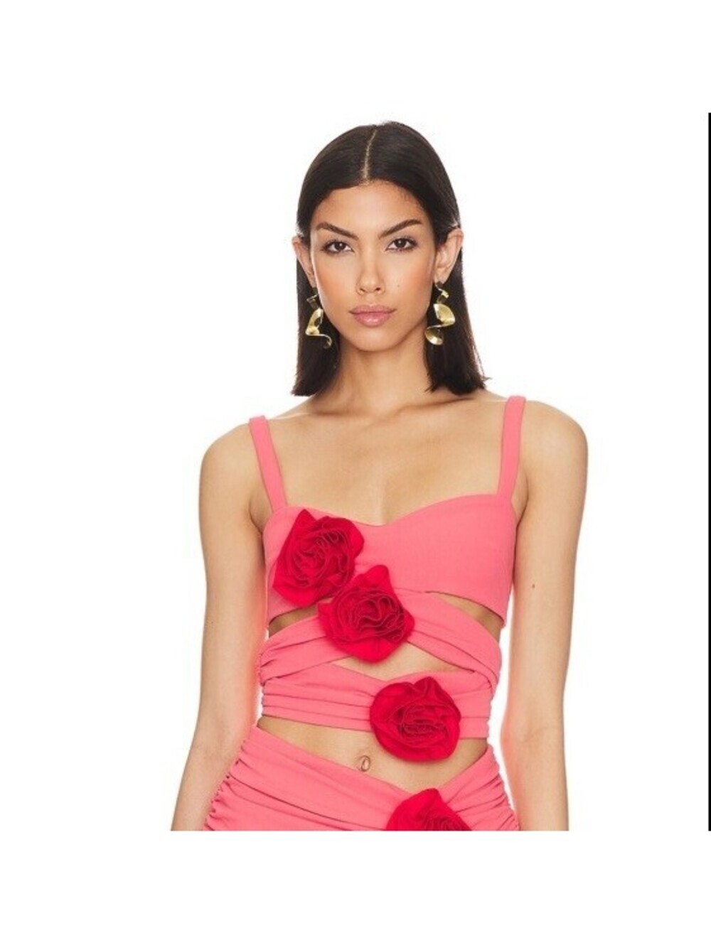 Atoir The Deja Vu Rose Appliqué Crop Top In Pink. Size 4. Retail $225
